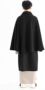 KYOETSU Men's Japanese Kimono Tonbi Inverness Coat Wool